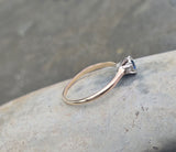 14k gold two-tone blue sapphire solitaire estate ring