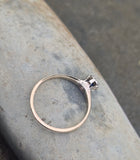 14k gold two-tone blue sapphire solitaire estate ring