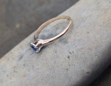 14k gold two-tone blue sapphire solitaire estate ring