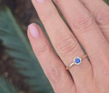 14k gold two-tone blue sapphire solitaire estate ring
