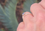 14k gold two-tone blue sapphire solitaire estate ring