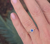14k gold two-tone blue sapphire solitaire estate ring