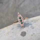 14k gold Victorian diamond & green doublet ring