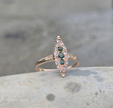 14k gold Victorian diamond & green doublet ring