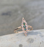 14k gold Victorian diamond & green doublet ring