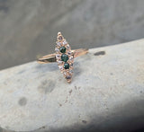 14k gold Victorian diamond & green doublet ring