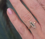 14k gold Victorian diamond & green doublet ring