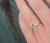 14k gold Victorian diamond & green doublet ring