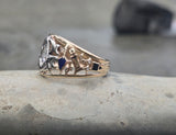 10k gold two tone vintage diamond & enamel Masonic Freemason ring
