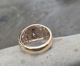 10k gold two tone vintage diamond & enamel Masonic Freemason ring