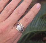 10k gold two tone vintage diamond & enamel Masonic Freemason ring