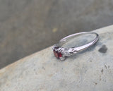 14k -18k white gold Deco garnet and diamond estate ring