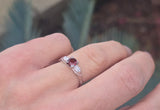 14k -18k white gold Deco garnet and diamond estate ring