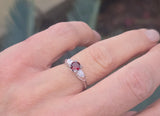 14k -18k white gold Deco garnet and diamond estate ring