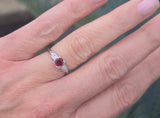 14k -18k white gold Deco garnet and diamond estate ring