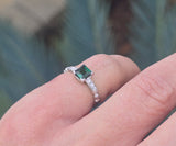 Platinum green tourmaline and diamond estate ring