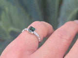 Platinum green tourmaline and diamond estate ring