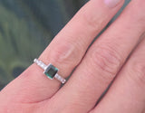 Platinum green tourmaline and diamond estate ring