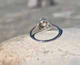 14k white gold c.1920's Deco filigree pearl ring