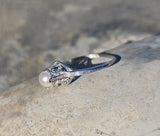 14k white gold c.1920's Deco filigree pearl ring