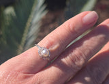 14k white gold c.1920's Deco filigree pearl ring