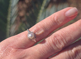 14k white gold c.1920's Deco filigree pearl ring