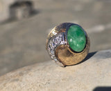 14k gold jade and diamond estate ring