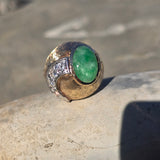 14k gold jade and diamond estate ring