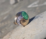 14k gold jade and diamond estate ring