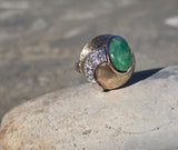 14k gold jade and diamond estate ring
