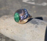 14k gold jade and diamond estate ring