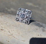 platinum filigree c.1920's Art Deco diamond estate ring