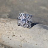 platinum filigree c.1920's Art Deco diamond estate ring
