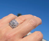 platinum filigree c.1920's Art Deco diamond estate ring