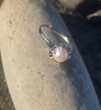 Platinum Deco pearl solitaire antique ring