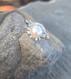 Platinum Deco pearl solitaire antique ring