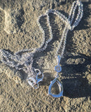 14k white gold pear rose cut salt and pepper diamond  necklace pendant -