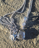 14k white gold pear rose cut salt and pepper diamond  necklace pendant -