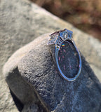 platinum pink sapphire and diamond filigree antique c.1920's ring