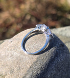 platinum pink sapphire and diamond filigree antique c.1920's ring