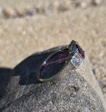 platinum pink sapphire and diamond filigree antique c.1920's ring