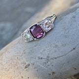 platinum pink sapphire and diamond filigree antique c.1920's ring