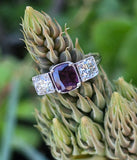 platinum pink sapphire and diamond filigree antique c.1920's ring