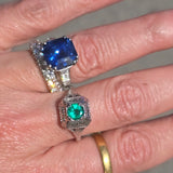 18k white gold emerald filigree c.1920's ring