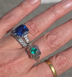 18k white gold emerald filigree c.1920's ring