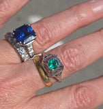 18k white gold emerald filigree c.1920's ring