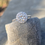 platinum c.1920's diamond halo antique engagement ring