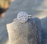 platinum c.1920's diamond halo antique engagement ring