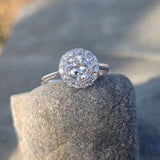 platinum c.1920's diamond halo antique engagement ring