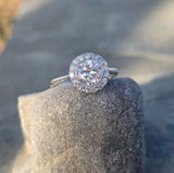 platinum c.1920's diamond halo antique engagement ring